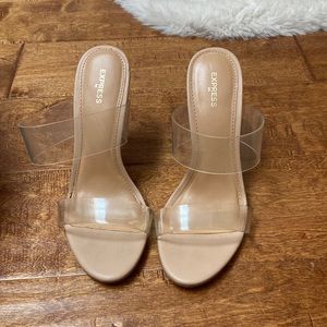 Express clear strap heels